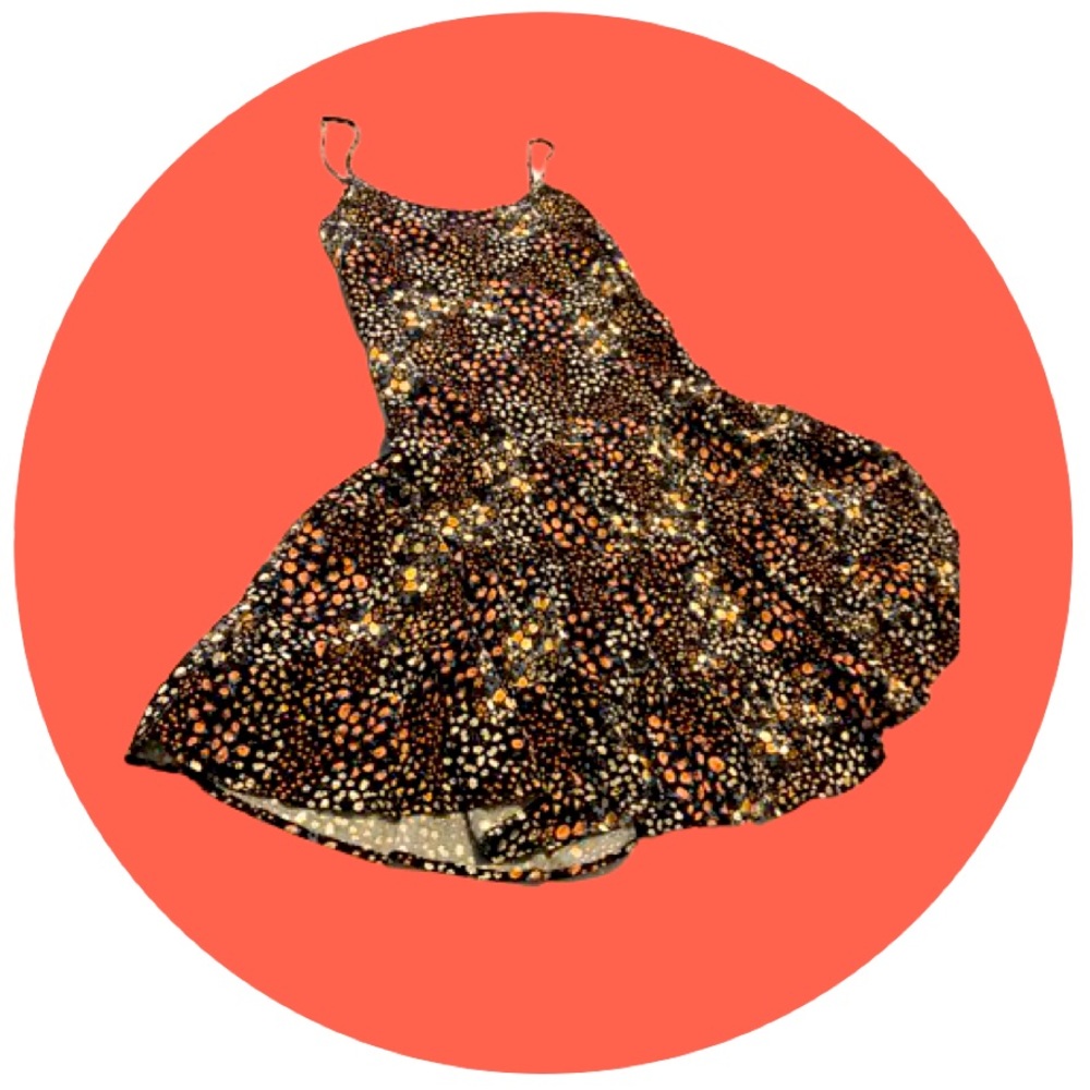 Black/flower design spaghetti strap dress